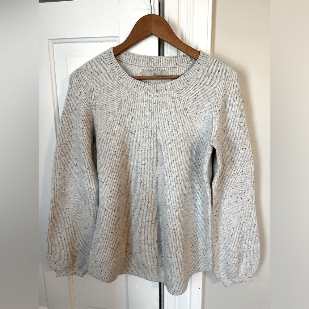 Loft Sweater, White with grey/black flecks, Size M (oversized fit)